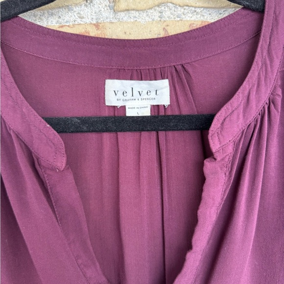 Velvet by Graham and Spencer Burgundy Relaxed Blouse with Long Sleeves - Picture 2 of 3